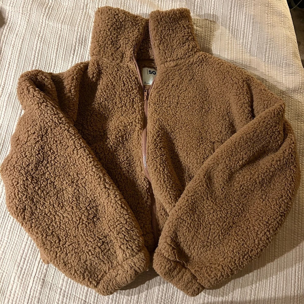 Cozy Brown Sherpa Kids Jacket